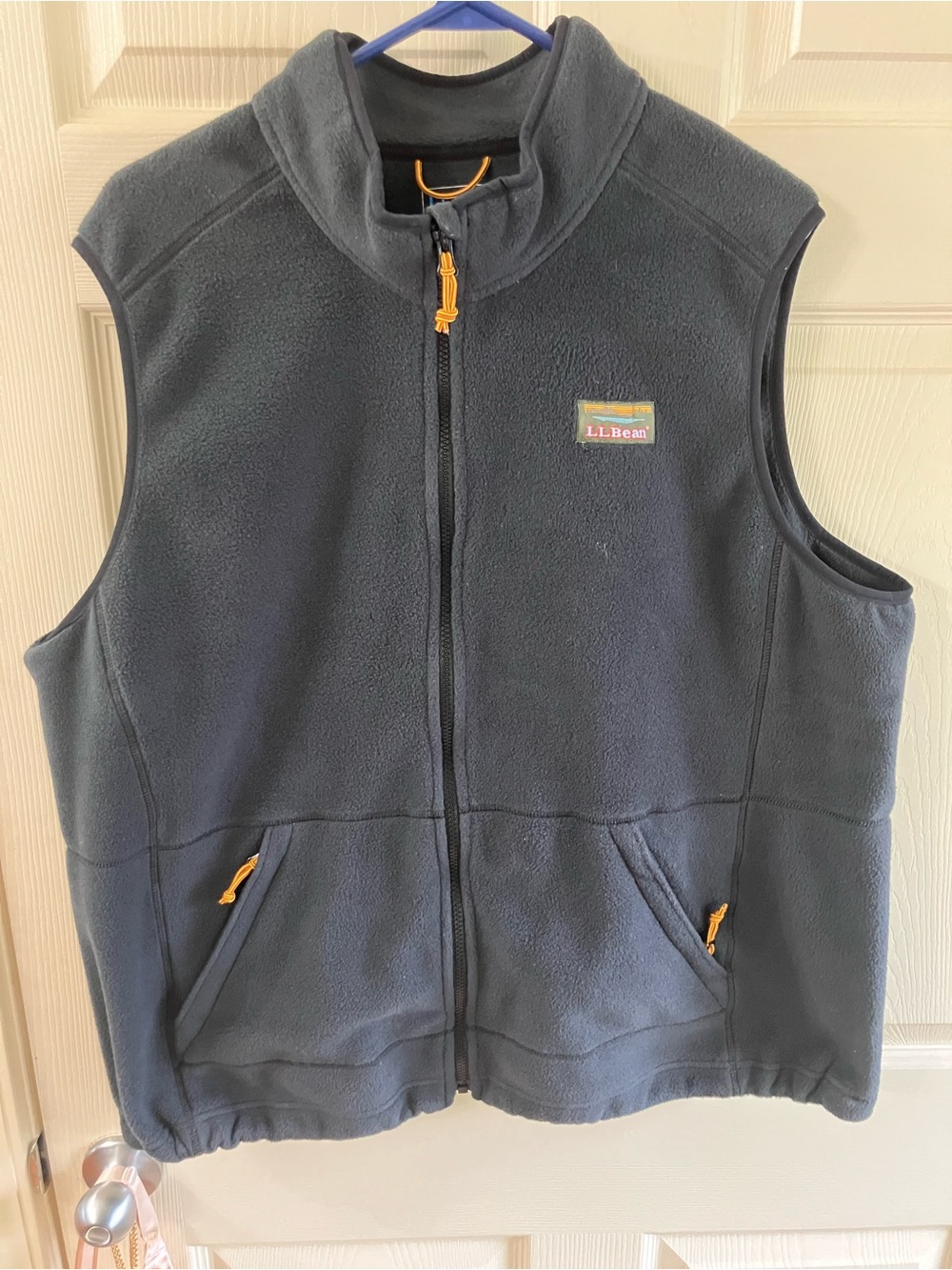 L.L.Bean Black Fleece Patch Jacket with Red Logo